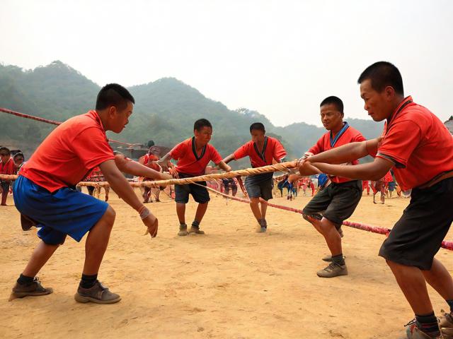 九游体育网站_ 乡村传统拔河比赛，传承民族体育文化，传统体育项目拔河